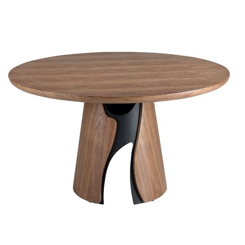 Mesa comedor redonda nogal y acero epoxi negro