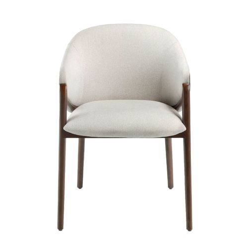 Silla tela beige y polipiel visón oscuro