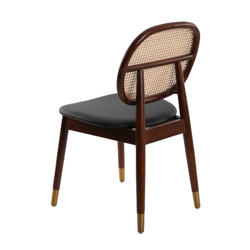 Silla rattan y polipiel negro