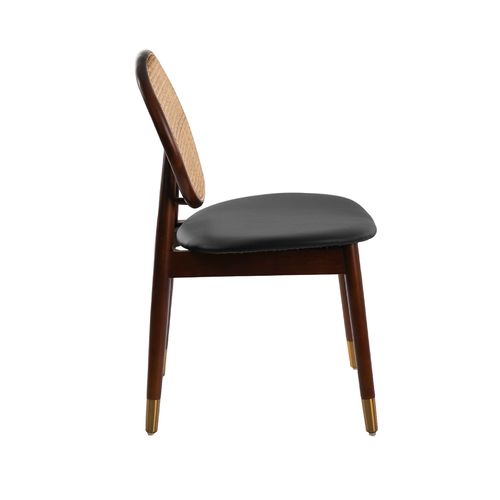 Silla rattan y polipiel negro