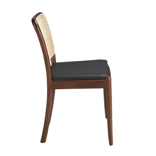 Silla rattan y polipiel negro