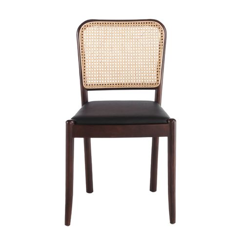 Silla rattan y polipiel negro