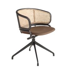 Silla giratoria rattan y terciopelo marrón