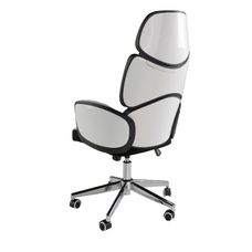 Silla oficina giratoria tela gris claro y pvc blanco brillo Silla oficina giratoria tela gris claro y pvc blanco brillo