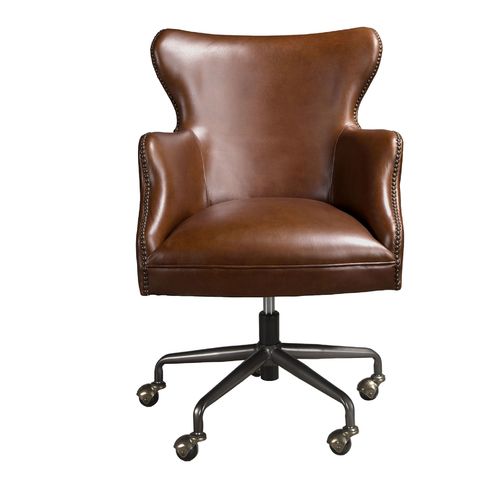 Sillón giratorio piel marrón oscuro