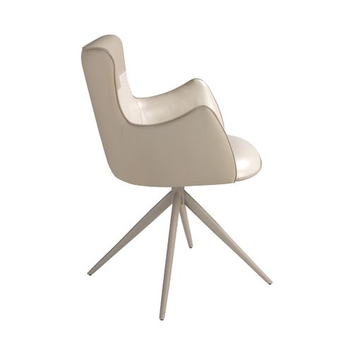 Silla giratoria polipiel blanco roto y greige