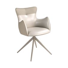 Silla giratoria polipiel blanco roto y greige