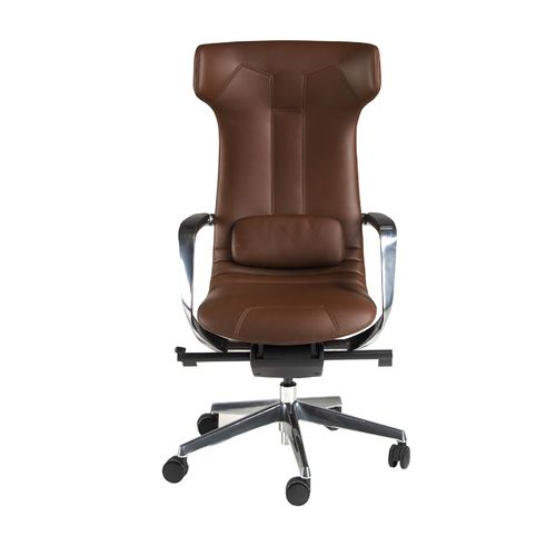 Коричневое вращающееся офисное кресло из кожзама