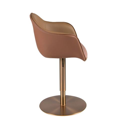 Silla giratoria tela marrón terracota y beige y polipiel marrón
