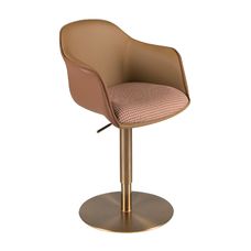 Silla giratoria tela marrón terracota y beige y polipiel marrón