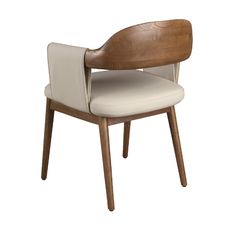 Silla nogal y polipiel crema