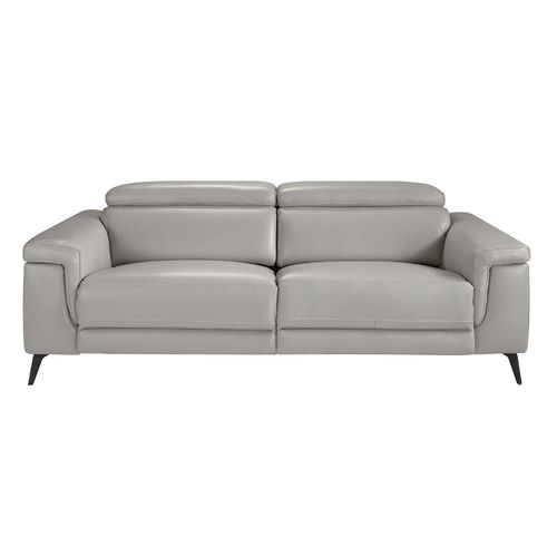 Grey leather 3-seater sofa