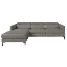 Sofá chaise longue relax izquierda piel gris oscuro Sofá chaise longue relax izquierda piel gris oscuro
