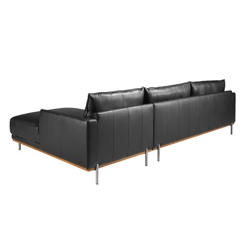 Sofá chaise longue derecha piel negro