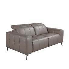 2-seater relaxation sofa in grey leather 2-seater relaxation sofa in grey leather