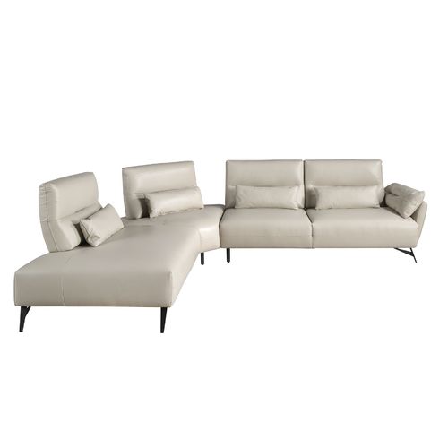 Sofá chaise longue izquierda piel arena