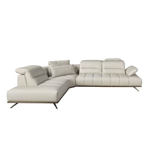 Sofá chaise longue izquierda piel gris claro