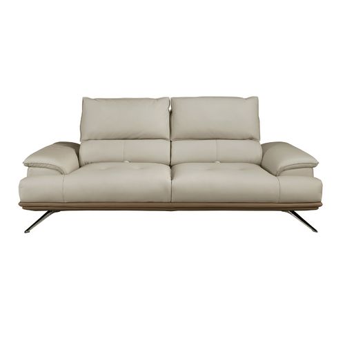 Sofá 3 plazas piel gris taupe