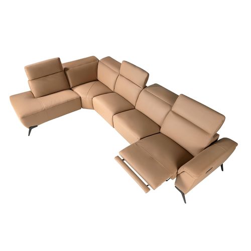 Sofá chaise longue relax modular izquierdo piel marrón