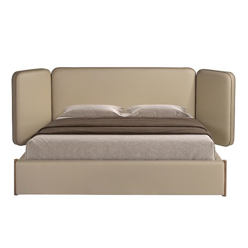 Faux leatherette bed in mink color