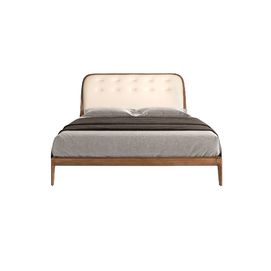 Bed in sand-coloured leatherette
