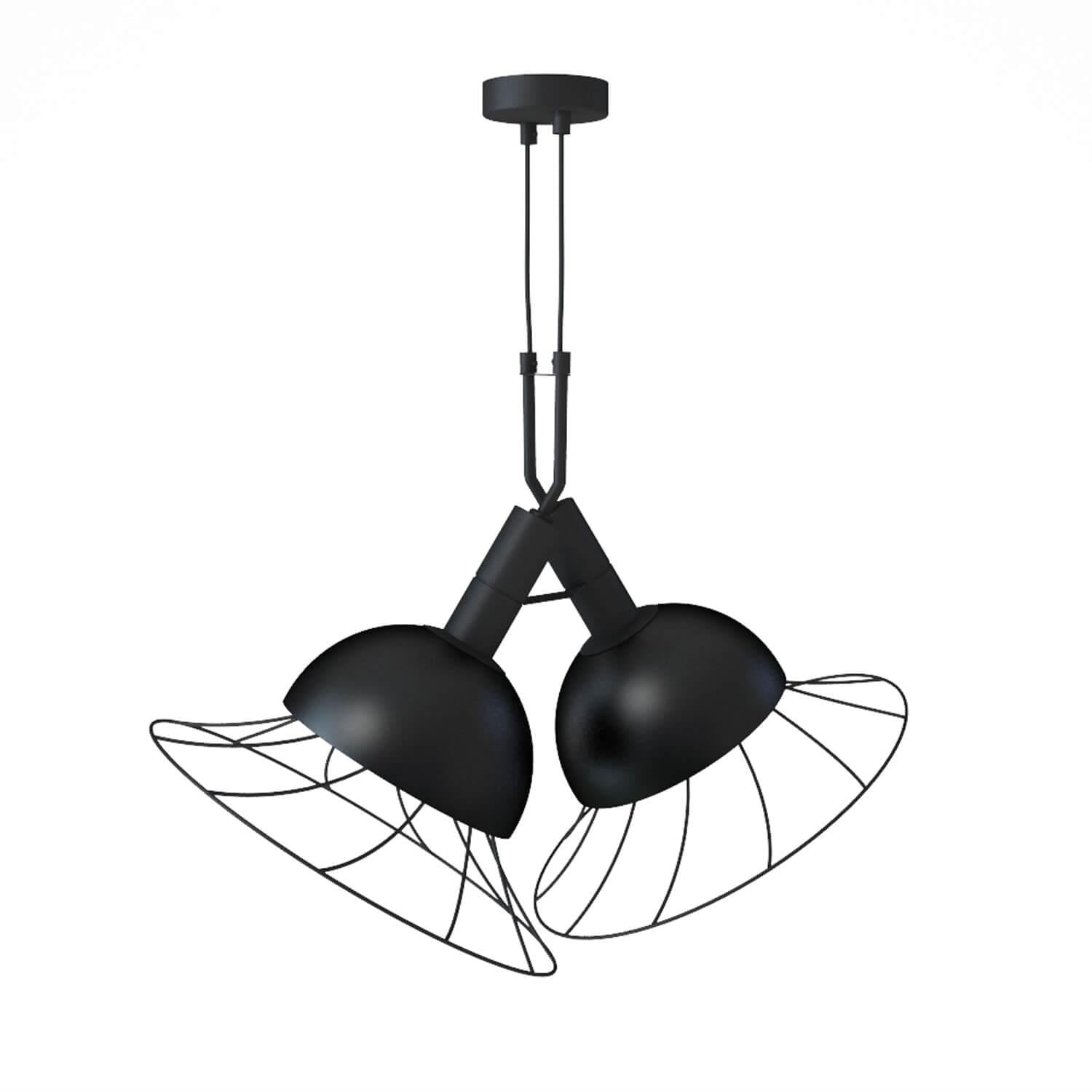 Pendant double lamp Baffi with shade