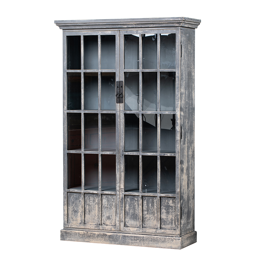 Glass cabinet grey 2 doors BK135