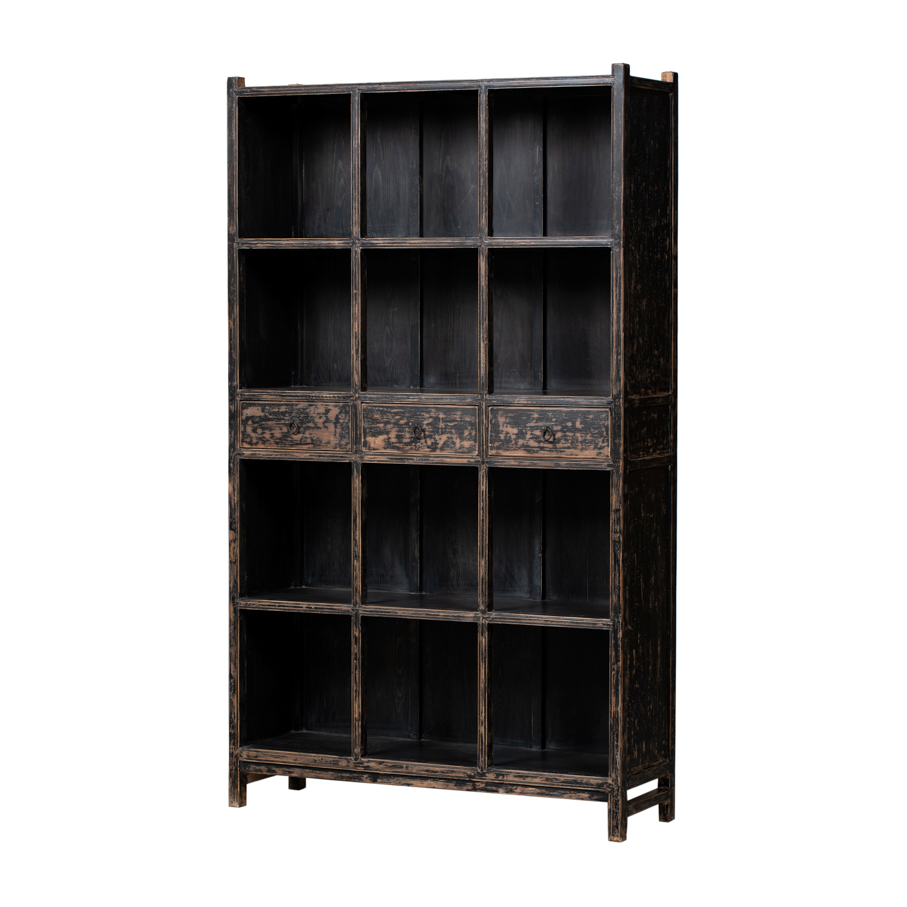 Shelf black 3 shelves 3 drawers GK675