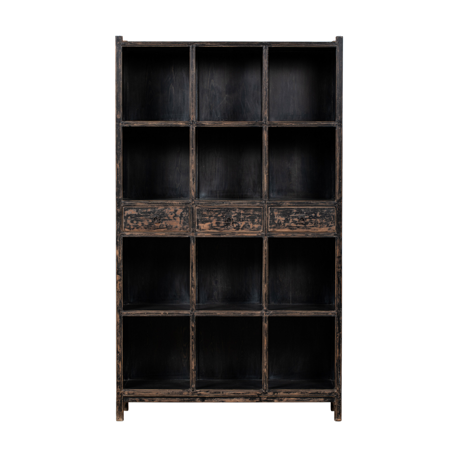 Shelf black 3 shelves 3 drawers GK675