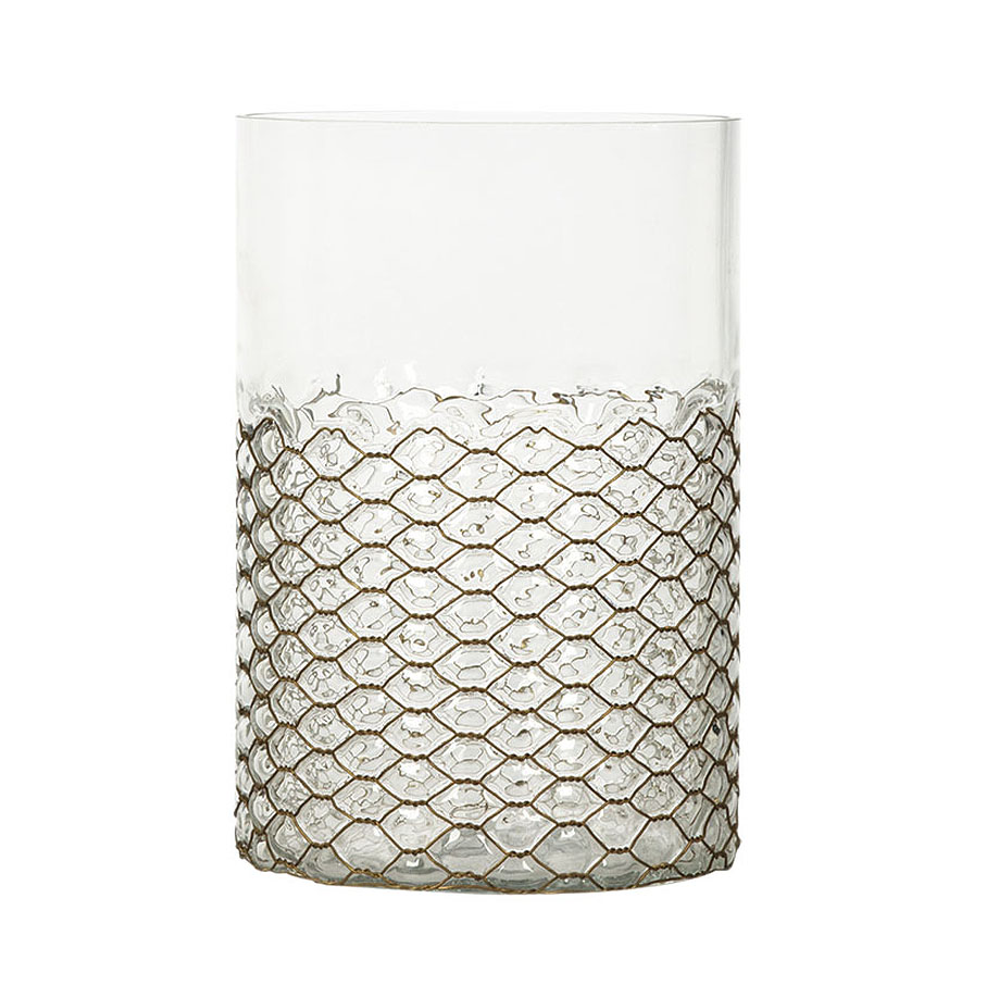 Glass vase with copper grid GLS04