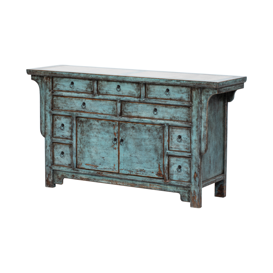 Console blue 9 drawers 2 doors KM984