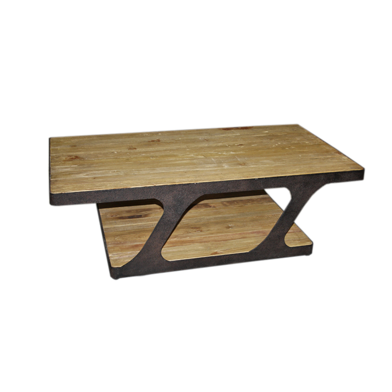 Mesa centro de madera y forja MB475