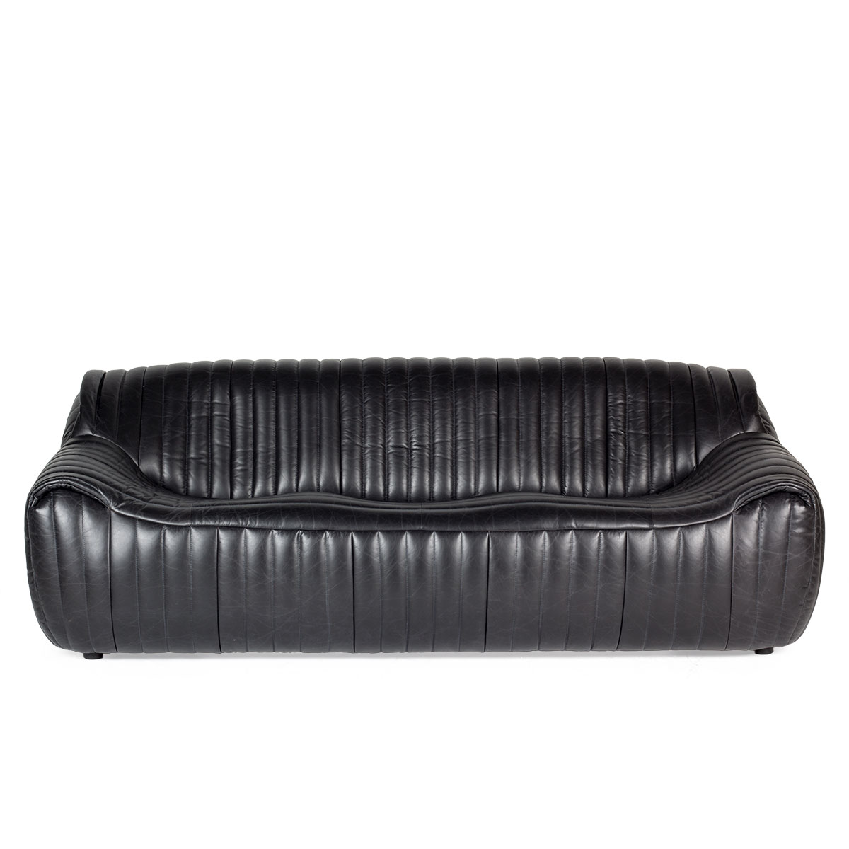 Black leather sofa Stefan