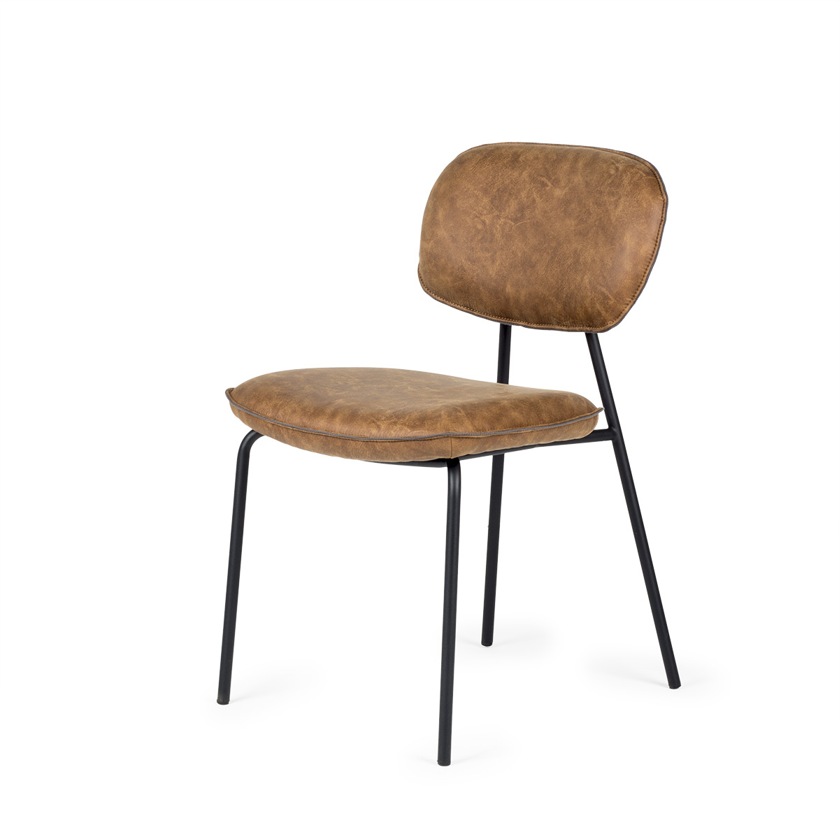 Brown leatherette chair Samay