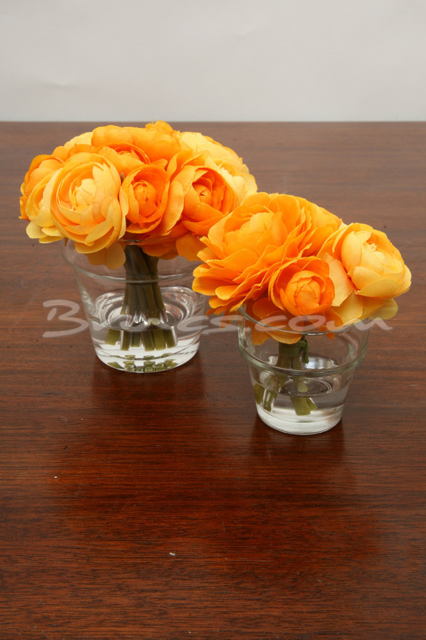 MACETA CRISTAL MINI BOUQUET RANUNCULOS NARANJA/AMA