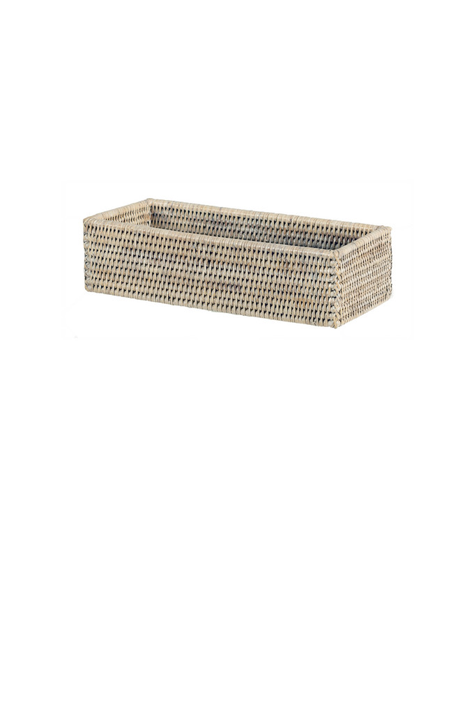 CESTA RECT. RATTAN BLANCO DECAPADO