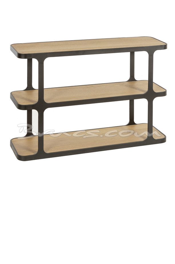 CONSOLA YOMA-S ROBLE Y HIERRO 3 ESTANTES