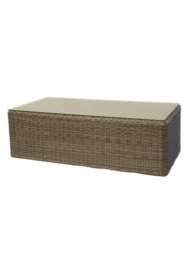 MESA CENTRO UQLAT RECT. RATTAN SINTÉTICO C/CRISTAL