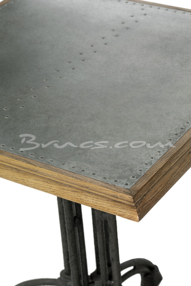 MESA COMEDOR GRAZ HIERRO GALVANIZADO, ROBLE VINTAG