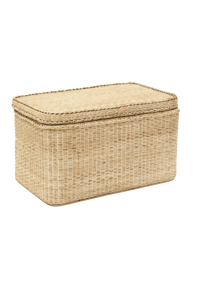 BAUL FOSSE RECT. GR. RATTAN BLANCO DECAPADO C/BAND