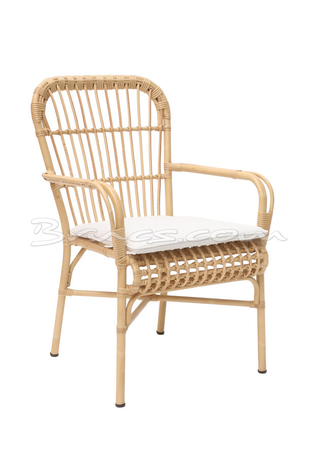 SILLA CON BRAZOS SOIRA RATTAN Y TEJ. SINT. c/cojin