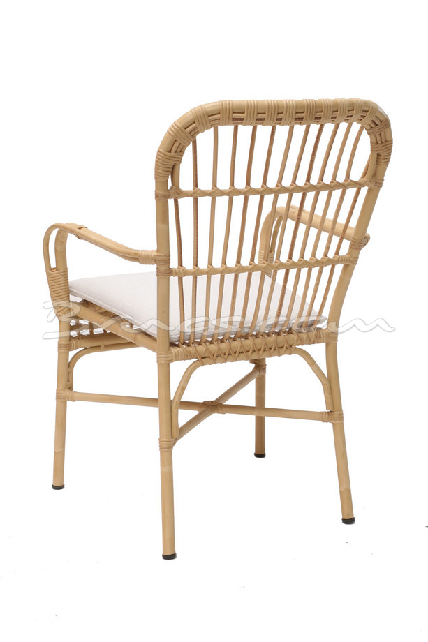 SILLA CON BRAZOS SOIRA RATTAN Y TEJ. SINT. c/cojin