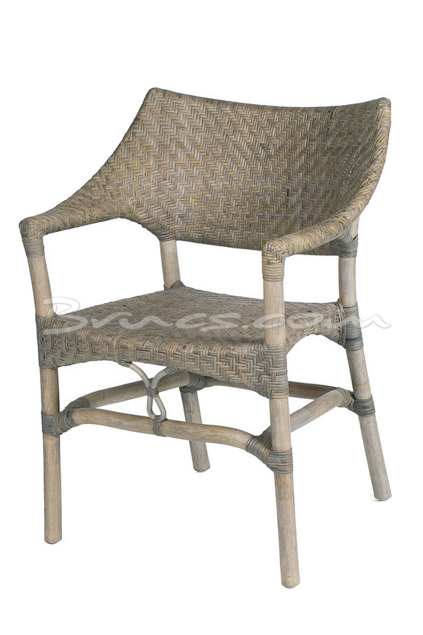 SILLA CON BRAZOS CAMBADOS RATTAN MARRÓN-GRISACEO