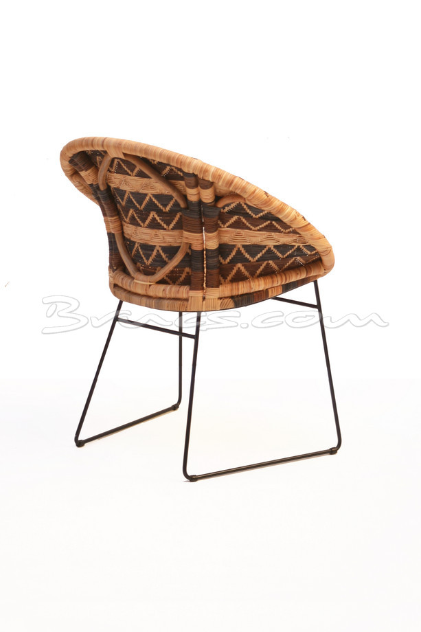 SILLA CON BRAZOS PALAWAN RATTAN, HIERRO Y TEJIDO N