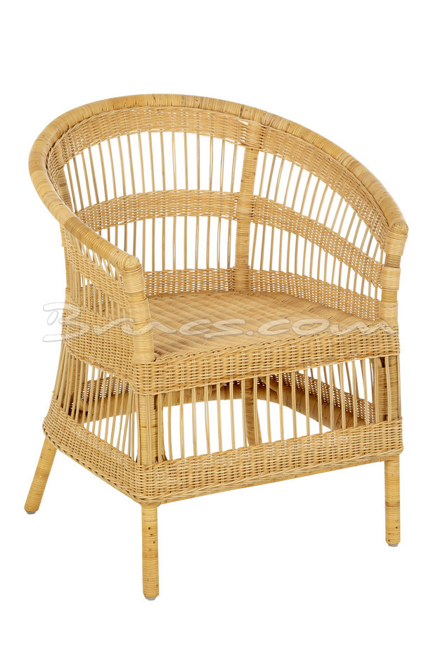 SILLA CON BRAZOS DORF RATTAN Y TEJIDO NATURAL