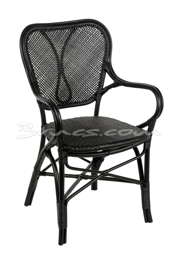 SILLA CON BRAZOS GIJÓN RATTAN COLOR NEGRO