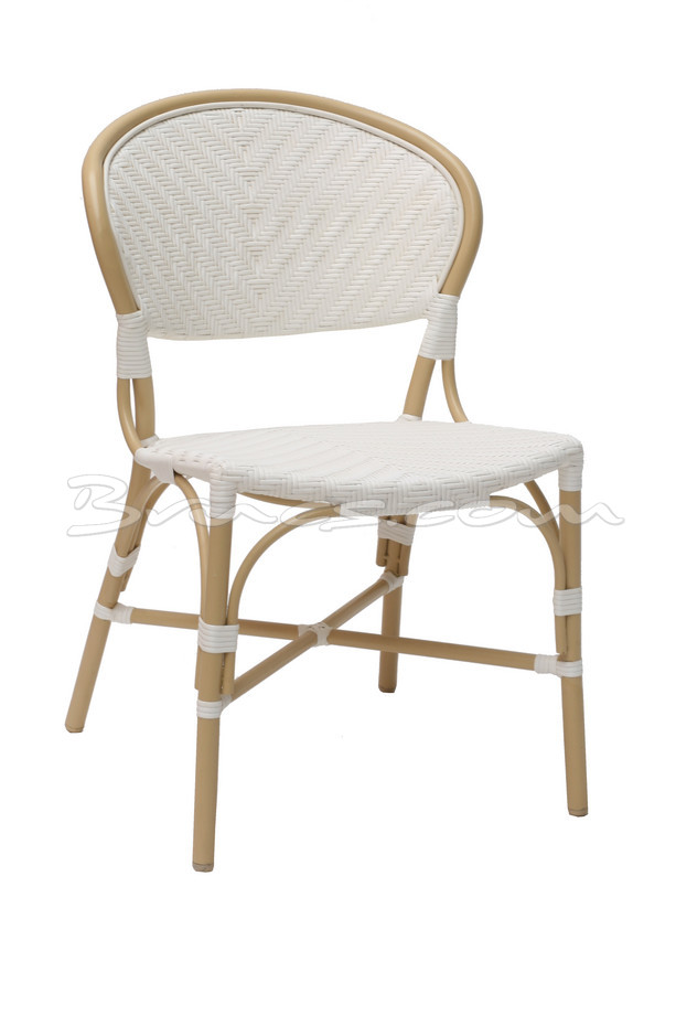 SILLA MULANJE TEJIDO SINTÉTICO BLANCO Y RATTAN