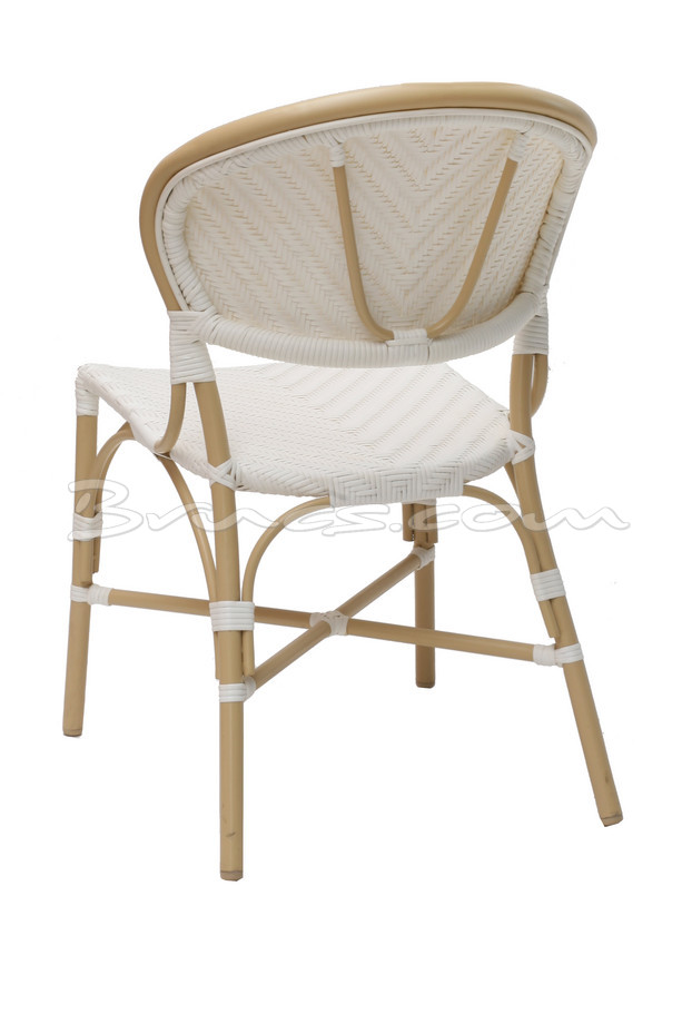 SILLA MULANJE TEJIDO SINTÉTICO BLANCO Y RATTAN