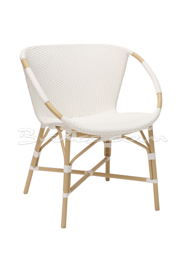 SILLA YARED TEJIDO SINTÉTICO BLANCO Y RATTAN