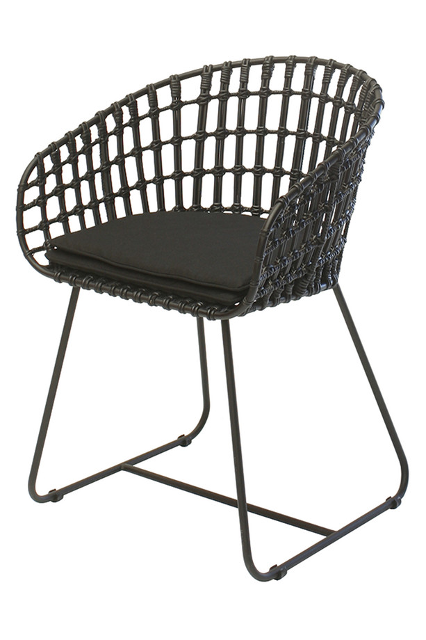 SILLA NICO METAL Y RATTAN  NEGRO